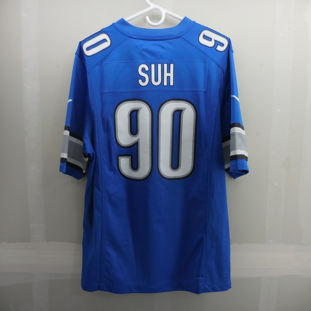 Nike Detroit Lions Ndamukong Suh 90 Jersey Mens Medium Blue NFL On Field